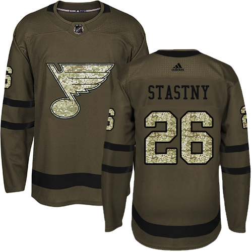 Adidas Blues #26 Paul Stastny Green Salute to Service Stitched NHL Jersey